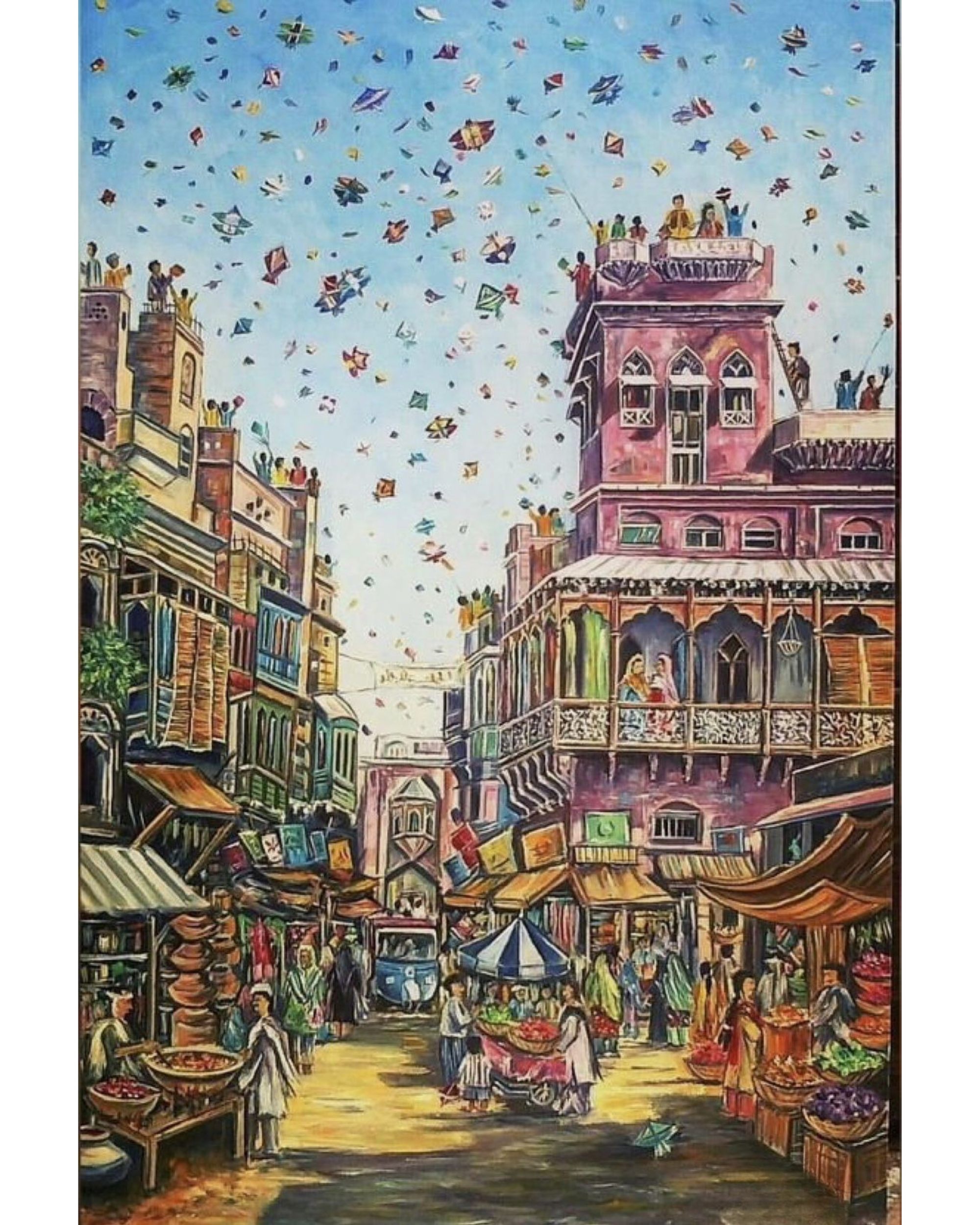 The Vibrant Skies of Basant in Busy Streets Lahore