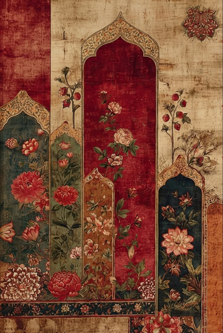 Crimson Garden Archways Canvas Print